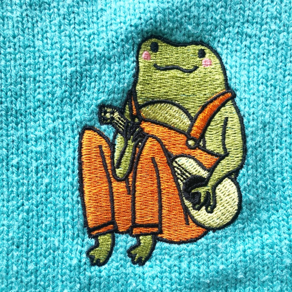 Unique Vintage Sweater Womens 4X 5X Colorblock Teal Green Pink Frog Cardigan - Picture 5 of 12
